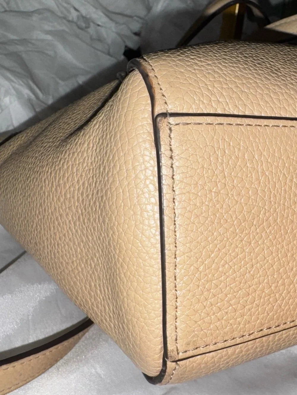Coach Prairie Satchel 2 way Bag Pebble Leather Tan/Taupe (Style No. 58874) GUC